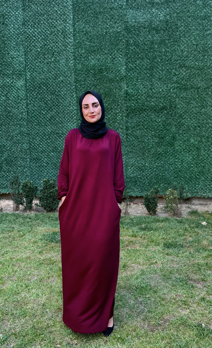 Nehir Elbise Bordo